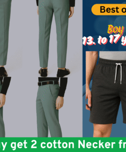 Regular  Aqua Green Formal Pant Combo Pack 1- Cotton Necker Free