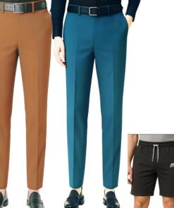 Regular Musturd & Tourquise Formal Pant Combo Pack 1- Cotton Necker Free