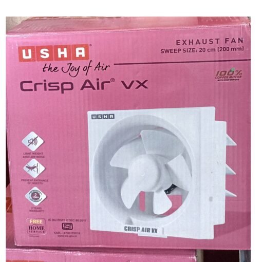 USHA Crisp Air VX Exhaust Fan | 200mm Sweep Size | 300mm Duct Size | 100% Copper Motor | 2 Year Warranty | (White) - Image 4