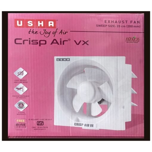 USHA Crisp Air VX Exhaust Fan | 200mm Sweep Size | 300mm Duct Size | 100% Copper Motor | 2 Year Warranty | (White) - Image 3