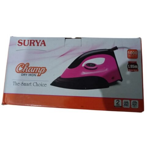 SURYA Champ Dry Electric Iron 1000w ( Purple ) 2 Years Warranty Card - Image 7