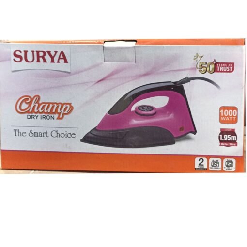 SURYA Champ Dry Electric Iron 1000w ( Purple ) 2 Years Warranty Card - Image 8