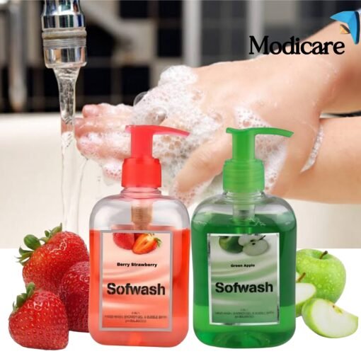 SoftWash Combo Pack (Green Apple 🍏 + Berry Strawberry 🍓) | Handwash, Shower Gel & Bubble Bath | Antibacterial | Skin Nourishment | Family Safe