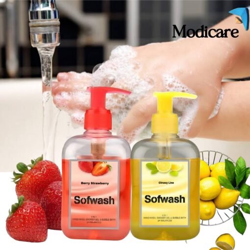 SoftWash Combo Pack (Citrusy Lime 🍋 + Berry Strawberry 🍓) | Handwash, Shower Gel & Bubble Bath | Antibacterial | Skin Nourishment | Family Safe