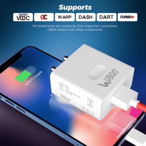UBON CH-27 Charge Pro-80W Fast And Safe Charger 80Watt - Image 3