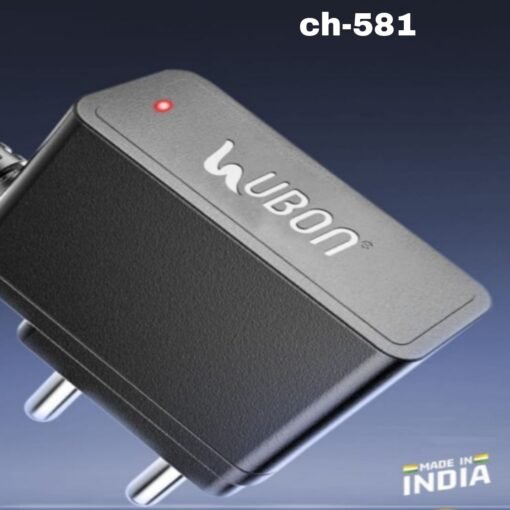 UBON CH-581 Built-in Type-C Cable Mobile Charger (1.2M Cable, 1Amp Fast & Safe Charging, Black, Made in India) - Image 2