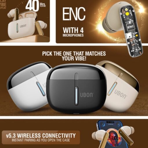 UBON J31 Freedom Series TWS Earbuds | 40Hrs Battery, Bluetooth v5.3, ENC Mic, Voice Assistant - Image 3